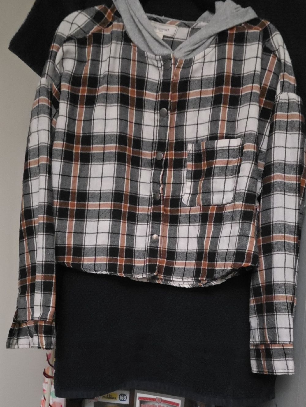 Plaid Hooded Button-Front Shirt Jacket - White, Black & Brown